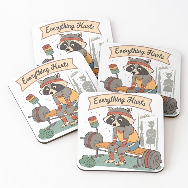 Item preview, Retro Vintage Raccoon Gym – Everything Hurts Funny Workout Design designed and sold by VividOrganica.