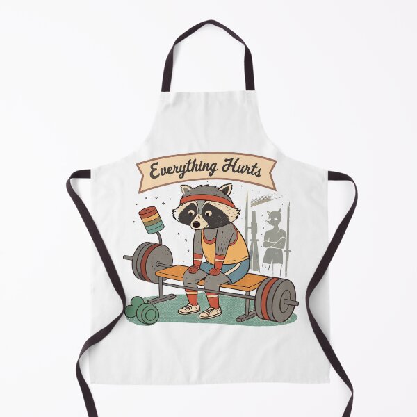 Artikelvorschau, Retro Vintage Raccoon Gym – Alles tut weh, lustiges Workout-Design entworfen und verkauft von VividOrganica.