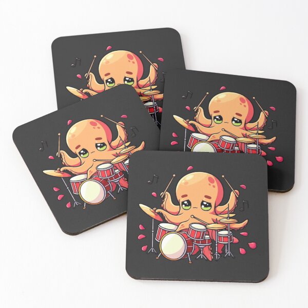 Item preview, Funny Chibi Drummer Octopus – Cute Kawaii Animal Music Design designed and sold by ColorSplash123.