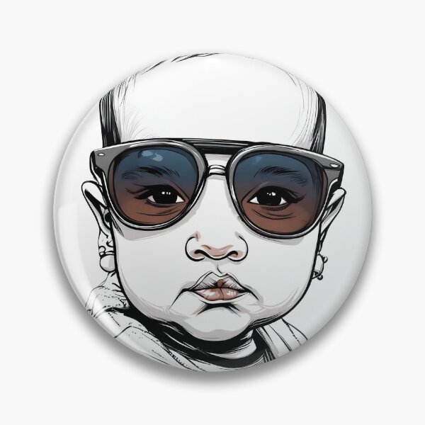 Item preview, Un retrato caricaturesco de un bebé que lleva gafas y una sudadera con capucha, delineado en negro sobre un fondo blanco. designed and sold by Innercosmic.
