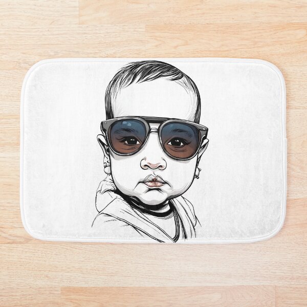 Item preview, A cartoonish portrait of a baby wearing glasses and a hoodie, outlined in black on a white background. designed and sold by Innercosmic.