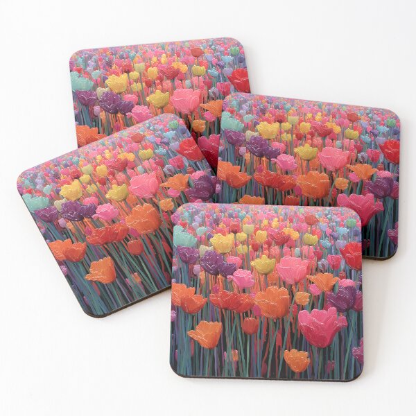 Item preview, Dutch Field Tulips Painting Colorful Wall Art designed and sold by AutoPopStudio.
