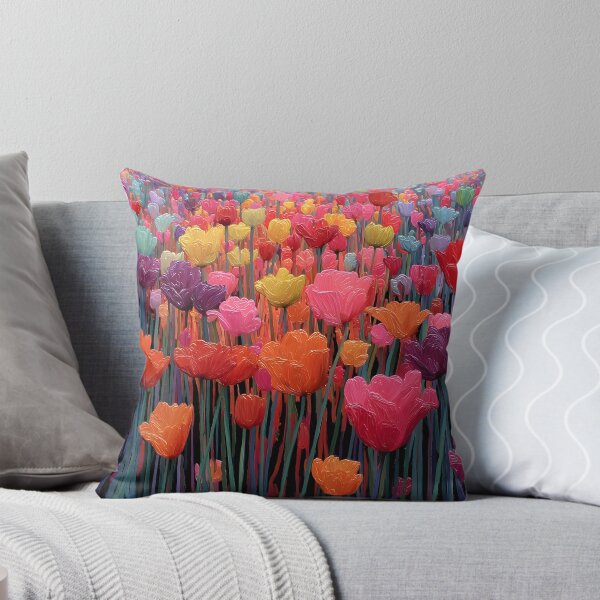 Item preview, Dutch Field Tulips Painting Colorful Wall Art designed and sold by AutoPopStudio.