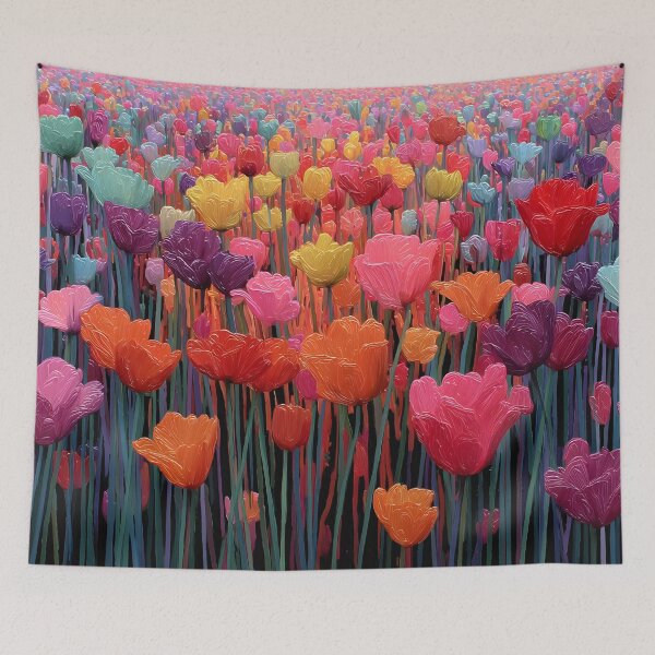 Item preview, Dutch Field Tulips Painting Colorful Wall Art designed and sold by AutoPopStudio.