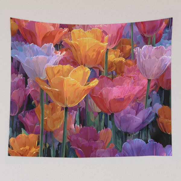 Item preview, Pink and White Tulips Painting Botanical Wall Art designed and sold by AutoPopStudio.