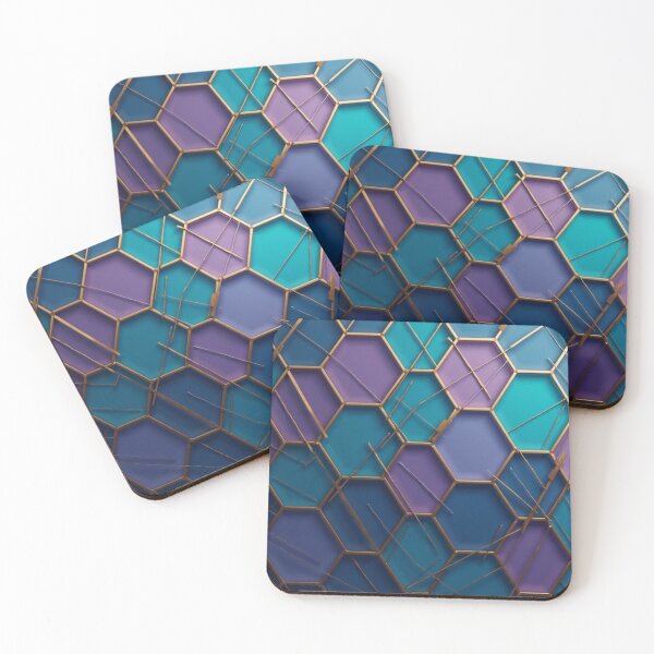 Item preview, Luxury Hexagon Pattern in Blue and Gold designed and sold by ArtsAmaze.