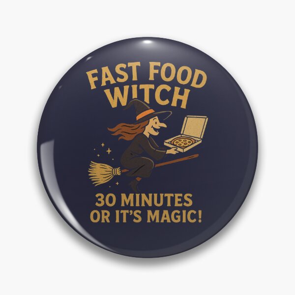 Item preview, Fast Food Witch Pizza T-Shirt | Funny Halloween Pizza Delivery Design | 30 Minutes or It’s Magic Quote designed and sold by KDesignCrafts.