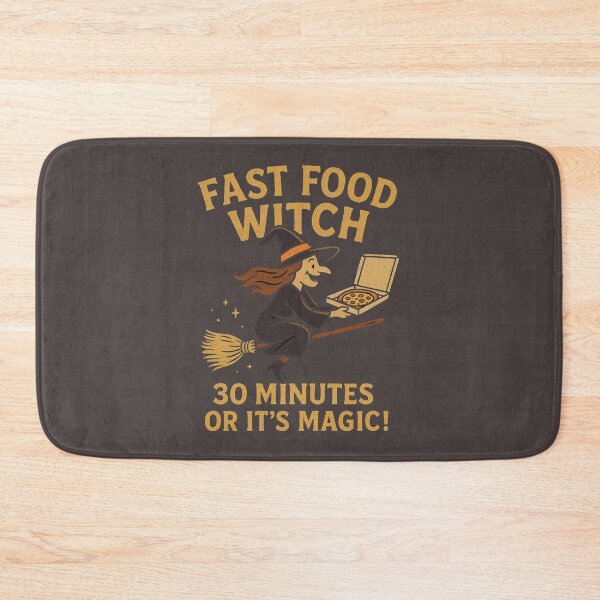 Item preview, Fast Food Witch Pizza T-Shirt | Funny Halloween Pizza Delivery Design | 30 Minutes or It’s Magic Quote designed and sold by KDesignCrafts.