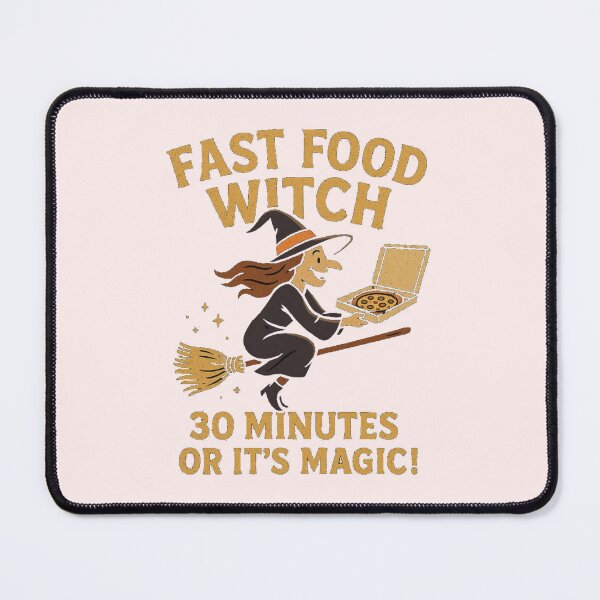 Item preview, Fast Food Witch Pizza T-Shirt | Funny Halloween Pizza Delivery Design | 30 Minutes or It’s Magic Quote designed and sold by KDesignCrafts.