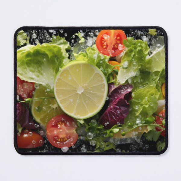 Item preview, Fresh vegetable salad with citrus, cherry tomatoes, and lettuce in water splash, AI generated designed and sold by dvoevnore.