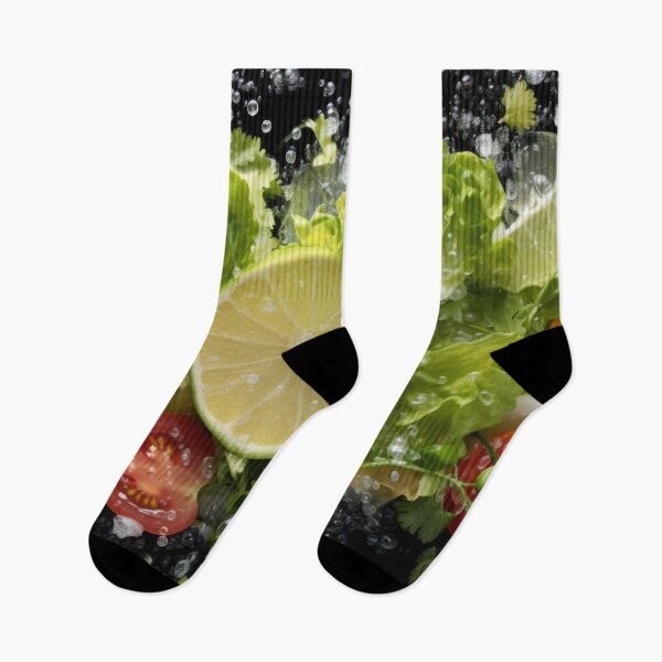 Item preview, Fresh vegetable salad with citrus, cherry tomatoes, and lettuce in water splash, AI generated designed and sold by dvoevnore.