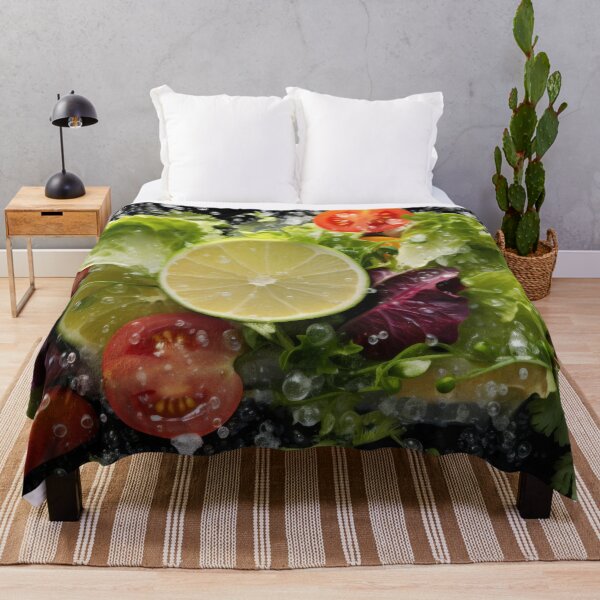 Item preview, Fresh vegetable salad with citrus, cherry tomatoes, and lettuce in water splash, AI generated designed and sold by dvoevnore.