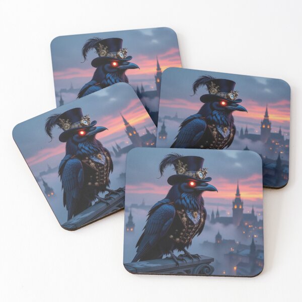 Item preview, Steampunk Raven in GothicCity – surreal vibes with monocle, moonlight and mysterious elegance designed and sold by FotoworldEdel.