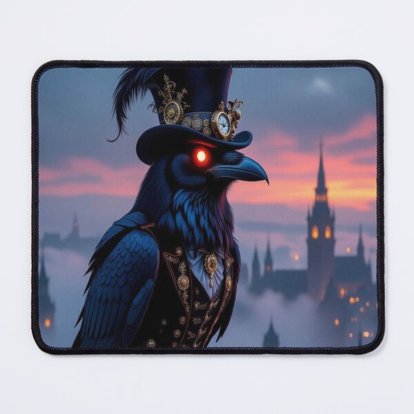Item preview, Steampunk Raven in GothicCity – surreal vibes with monocle, moonlight and mysterious elegance designed and sold by FotoworldEdel.