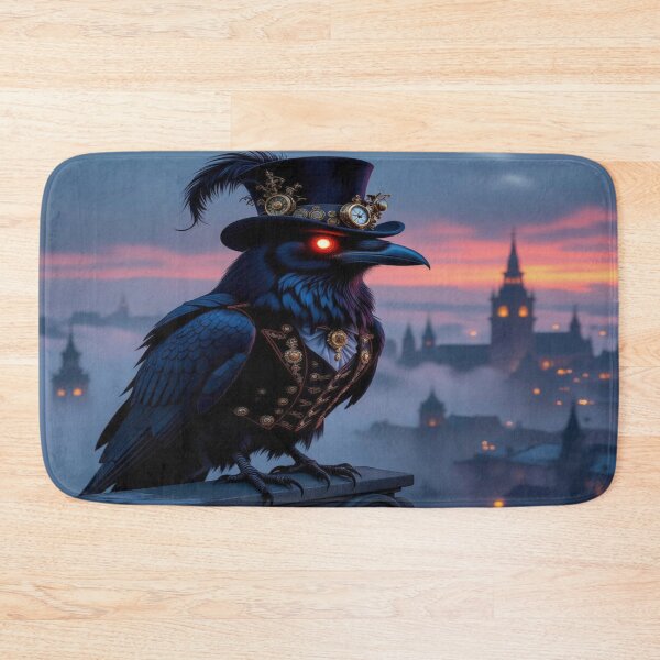 Item preview, Steampunk Raven in GothicCity – surreal vibes with monocle, moonlight and mysterious elegance designed and sold by FotoworldEdel.