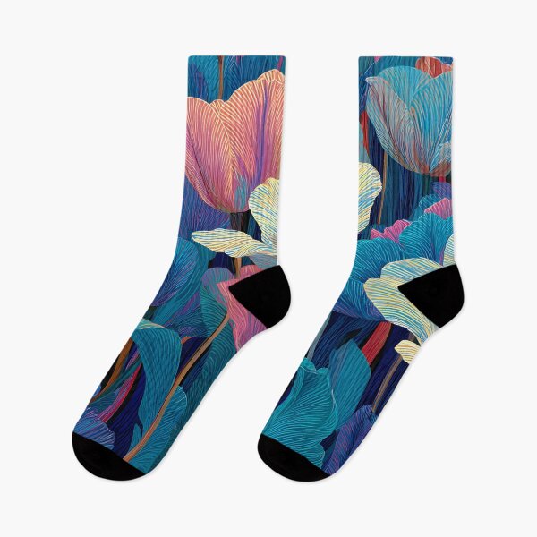 Item preview, Purple and Blue Tulips Painting Bold Artwork designed and sold by AutoPopStudio.