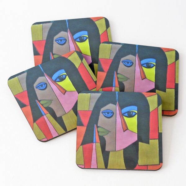 Item preview, “Abstract Cubism Portrait Art – Colorful Modern Face Design” designed and sold by BushraDesgin.
