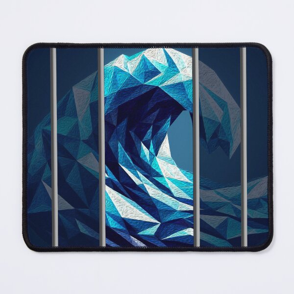 Item preview, Fluffy Geometric Wave with Vertical Stripes – Digital Ocean Art designed and sold by InFrameVision.