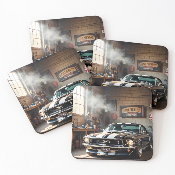 Item preview, Classic Muscle Car in Retro Garage – Vintage Car Art Print designed and sold by Artistic canvas store.