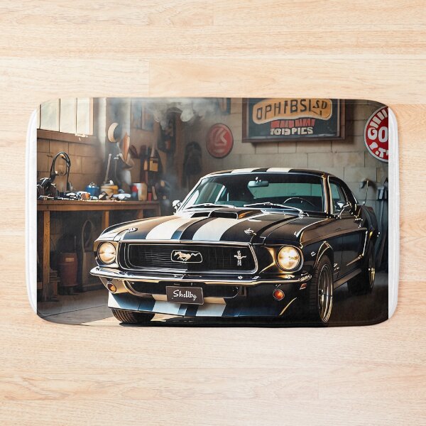Item preview, Classic Muscle Car in Retro Garage – Vintage Car Art Print designed and sold by Artistic canvas store.