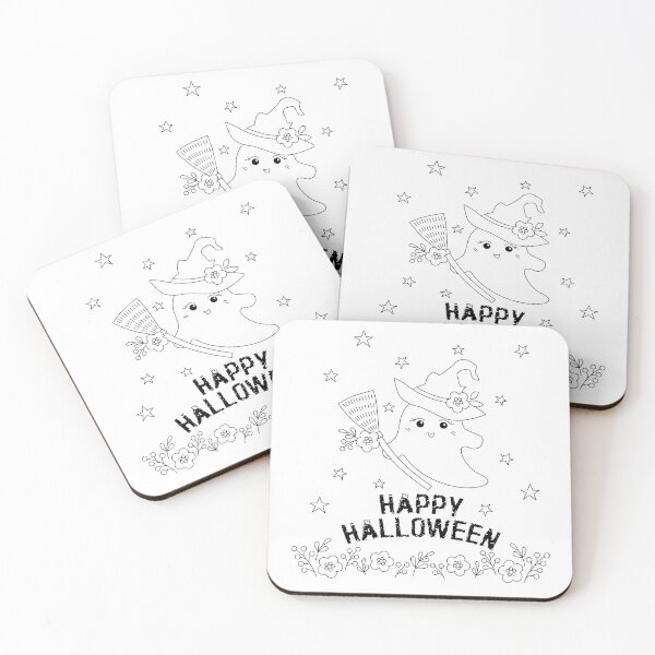 Item preview, happy Halloween witch broom ghost coloring shirt kid activity designed and sold by storieslanguage.