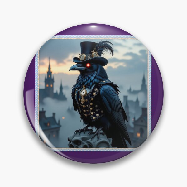 Item preview, Steampunk Raven in GothicCity – surreal vibes with monocle, moonlight and mysterious elegance designed and sold by FotoworldEdel.