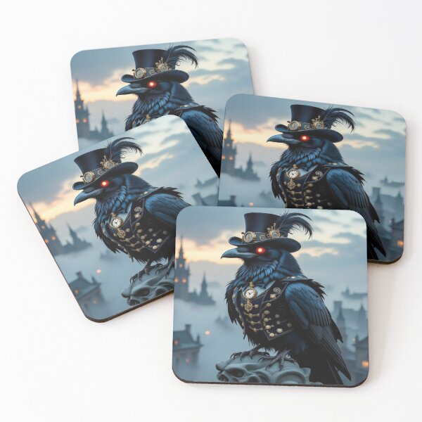 Item preview, Steampunk Raven in GothicCity – surreal vibes with monocle, moonlight and mysterious elegance designed and sold by FotoworldEdel.