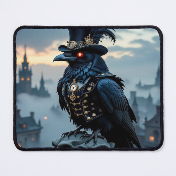 Item preview, Steampunk Raven in GothicCity – surreal vibes with monocle, moonlight and mysterious elegance designed and sold by FotoworldEdel.
