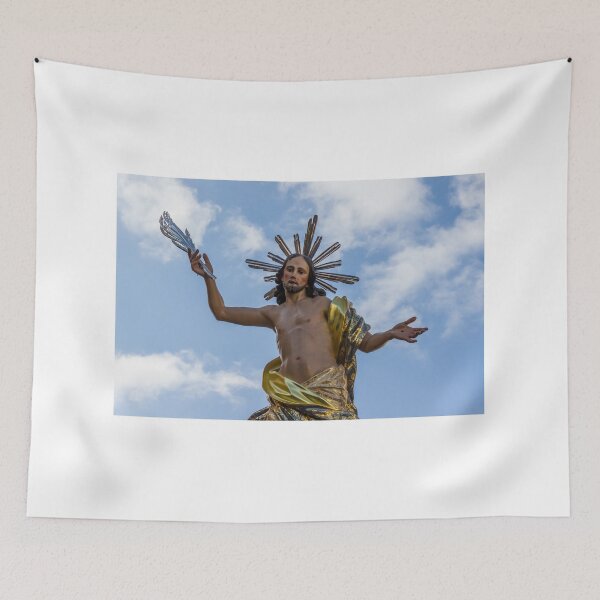 Item preview, Majestic Religious Statue of a Holy Figure Against a Clear Blue Sky designed and sold by Nmallia.