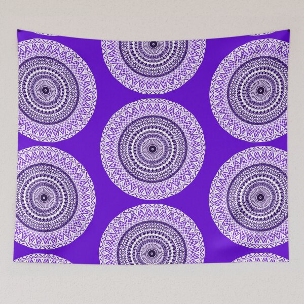 Item preview, Violet ornate Indian Flower of Life traditional ethnic sacred geometry mandala designed and sold by DivineMandala.