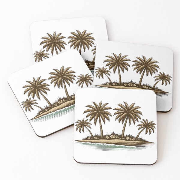 Item preview, Vintage Tropical Island with Palm Trees Illustration designed and sold by ArtfulWeave.