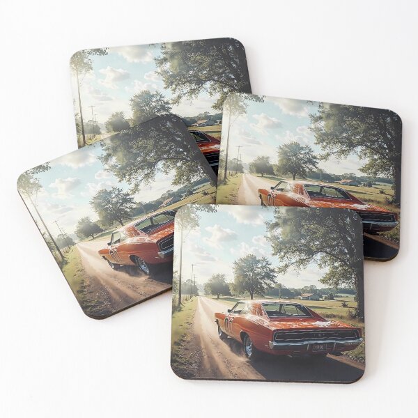 Item preview, Classic Orange Muscle Car on a Country Road – Vintage Americana Art designed and sold by Artistic canvas store.