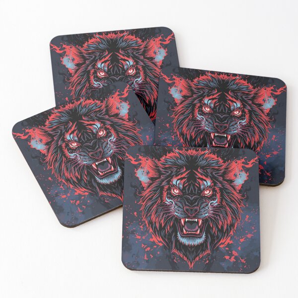 Item preview, "Neon Inferno Lion – Fierce Fire Beast Artwork" designed and sold by BushraDesgin.