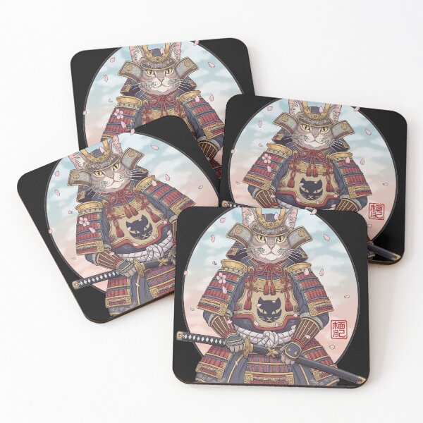 Item preview, Sakura Samurai Cat Bloom Japanese Cherry Blossom Warrior Cat Design designed and sold by Neko-Doodle-co.