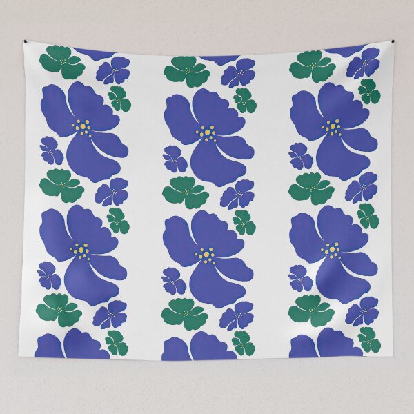 Item preview, Bold Blue and Green Abstract Flower Cluster designed and sold by ArtfulWeave.