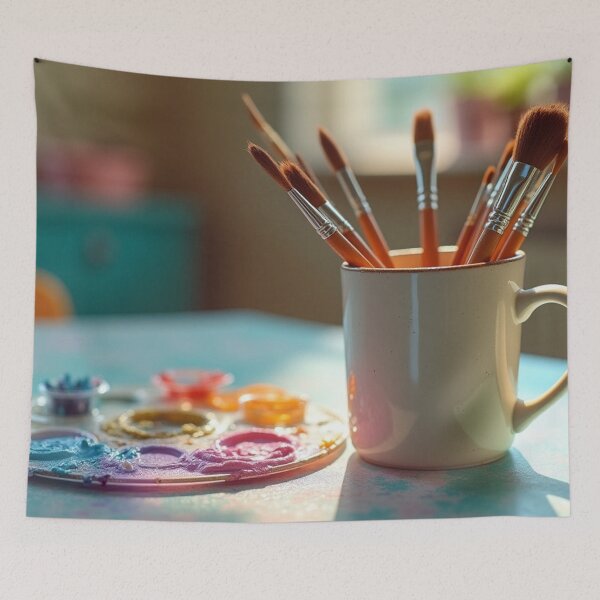 Item preview, Creative Workspace with Paintbrushes designed and sold by Dzigndada.