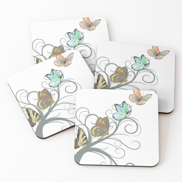 Item preview, Colorful Butterflies on Four Branches -Nature-Inspired Art designed and sold by designwiss.