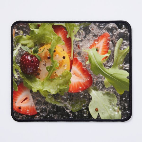 Item preview, Fresh vegetable salad with citrus, cherry tomatoes, and lettuce in water splash, AI generated designed and sold by dvoevnore.