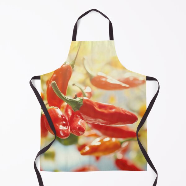 Item preview, Hanging red and orange chili peppers with blurred background, AI generated designed and sold by dvoevnore.