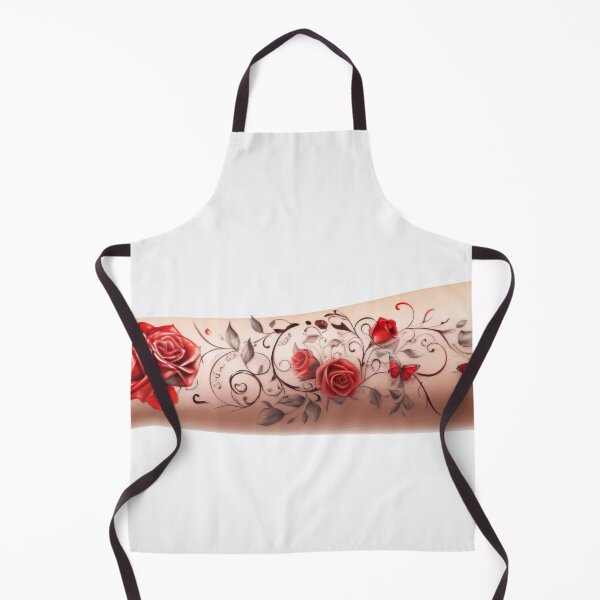 Item preview, Arm ink tattoo of red roses with leaves and decorative elements, AI generated designed and sold by dvoevnore.