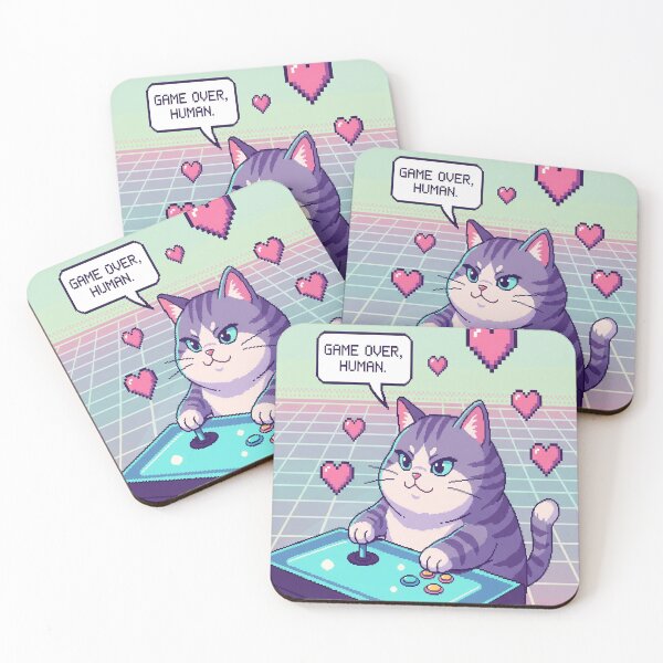 Item preview, Retro Arcade Cat Gamer 80s Pixel Video Game Kawaii Cat Design designed and sold by Neko-Doodle-co.