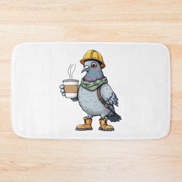 Item preview, Construction Worker Pigeon with Coffee designed and sold by TeeARTHY.