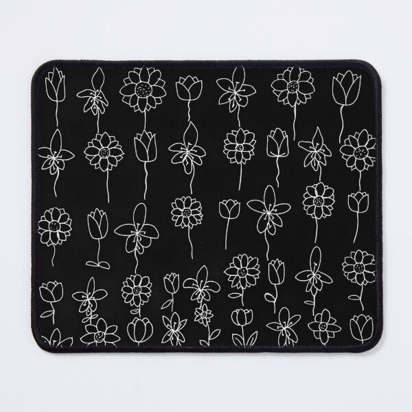 Item preview, White Floral Doodle Pattern on Black designed and sold by felipemaldonadoart.