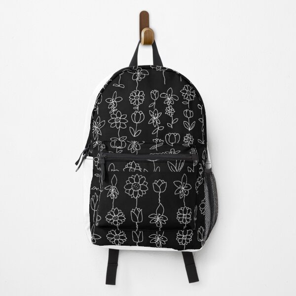 Item preview, White Floral Doodle Pattern on Black designed and sold by felipemaldonadoart.