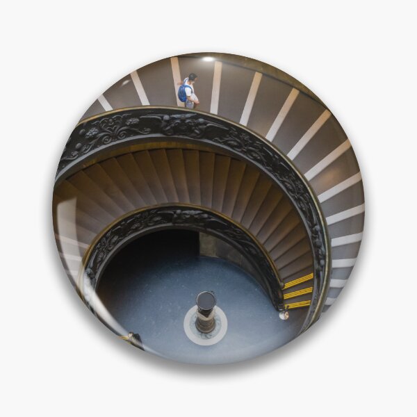 Item preview, Spiral Staircase View From Above With Ornate Railings And People Walking Around Circular Historic Museum designed and sold by Nmallia.