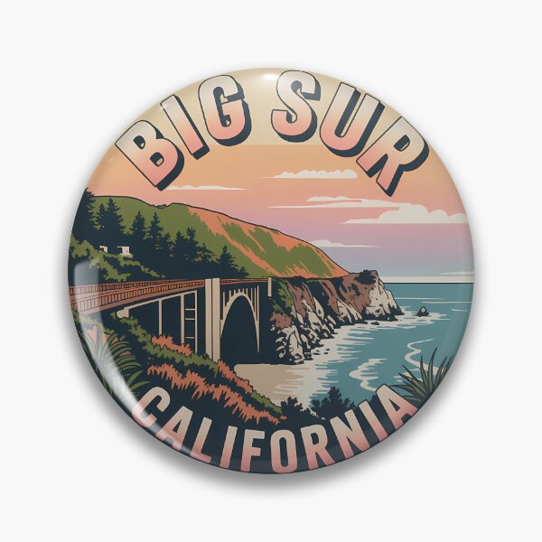 Item preview, Big Sur California Retro Coast Circle Sticker designed and sold by Horizon Tales.