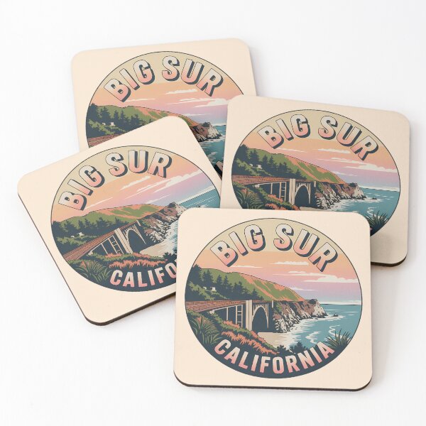Item preview, Big Sur California Retro Coast Circle Sticker designed and sold by Horizon Tales.