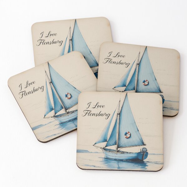 Item preview, Flensburg Seascape and Fading Retro Sailboat Sketch designed and sold by Khala.