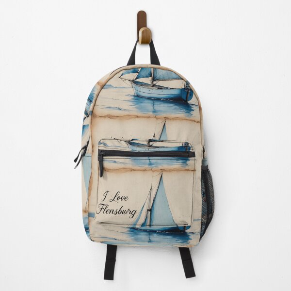 Item preview, Flensburg Seascape and Fading Retro Sailboat Sketch designed and sold by Khala.