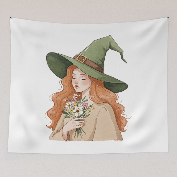 Item preview, Cute Red Haired Cottagecore Witch designed and sold by TeeARTHY.